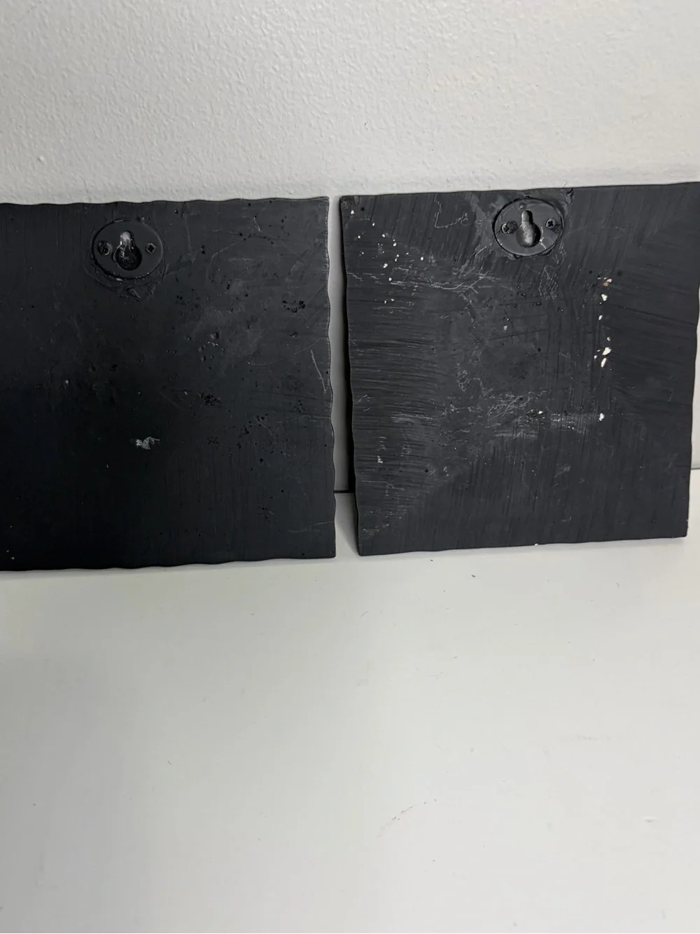 Set of 2 Vintage-Style Black Bathroom Wall Plaques